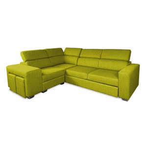 Canapé-lit d'angle avec deux poufs cubes Gregory