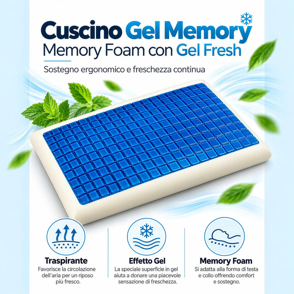 coppia cuscini gel blu schiuma memory lastra baldiflex