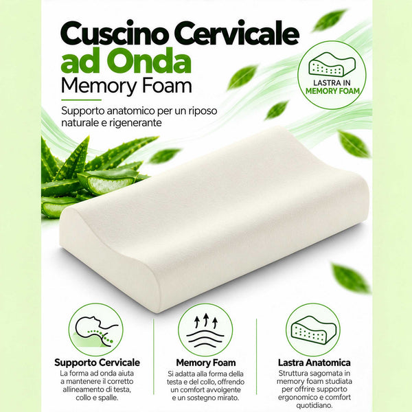 infografica cuscino memory cervicale aloe vera