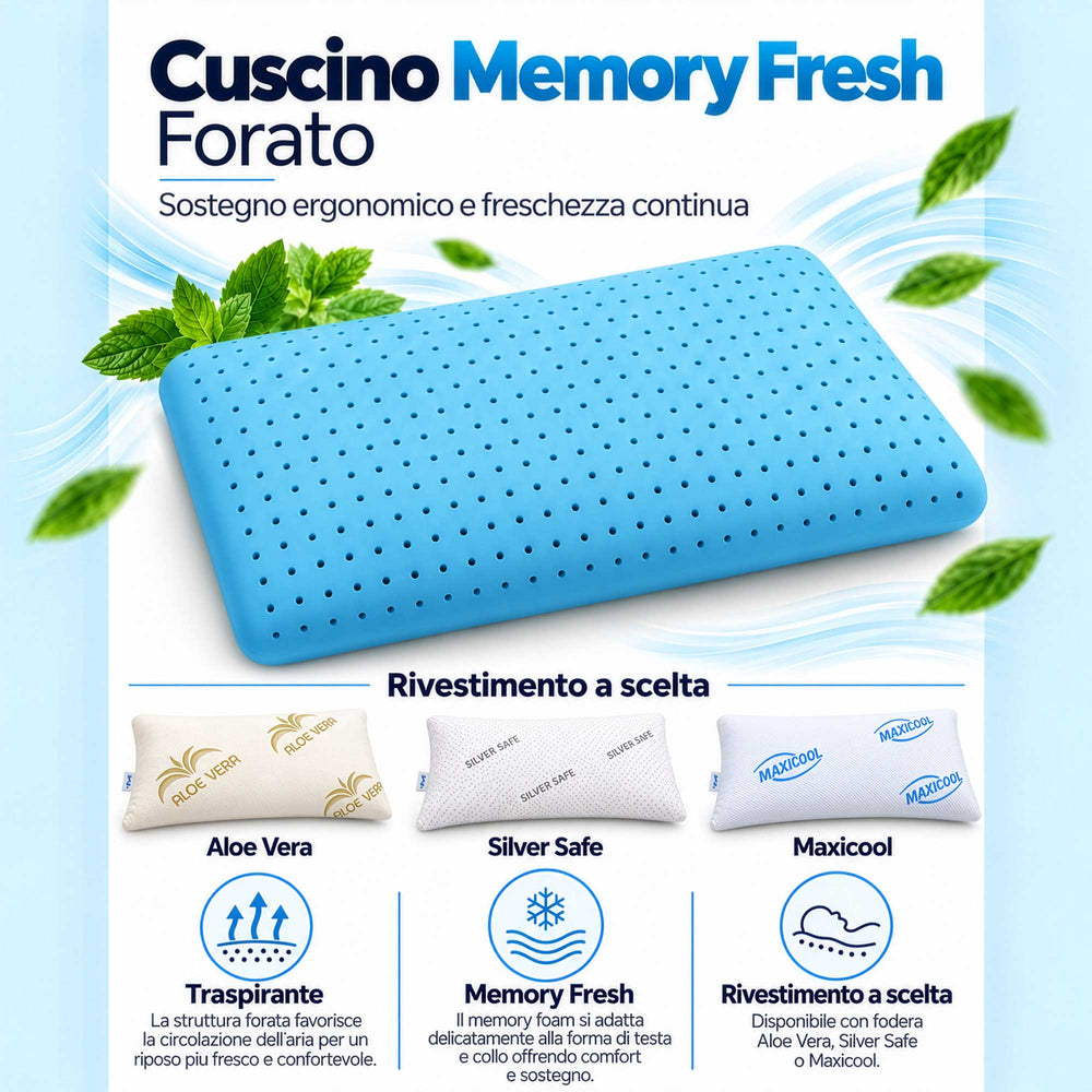 Oreillers à mémoire de forme fresh perforés