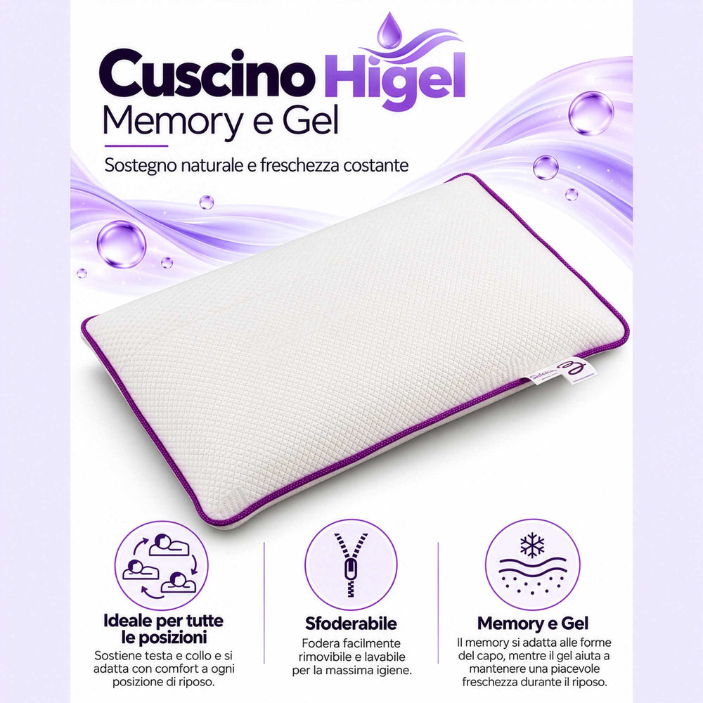 Coppia cuscini saponetta memory e gel Higel - Baldiflex