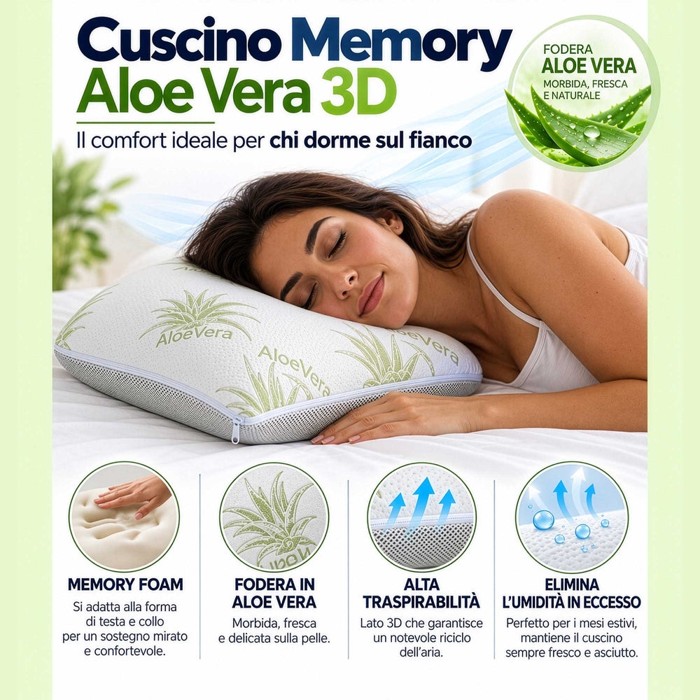 Coussin savon mémoire avec housse en Aloe 3D
