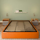 Baldiflex letto contenitore king size queen size senza testata in ecopelle Cloe arancione frontale