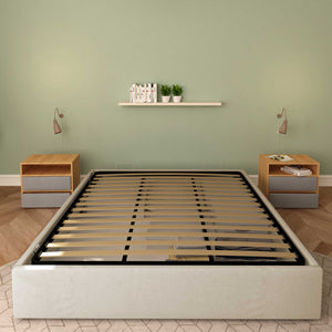 Baldiflex letto contenitore king size queen size senza testata in ecopelle Cloe beige chiaro frontale