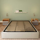 Baldiflex letto contenitore king size queen size senza testata in ecopelle Cloe beige chiaro frontale