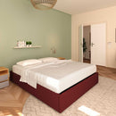 Baldiflex letto contenitore king size queen size senza testata in ecopelle Cloe bordeaux da sinistra con materasso