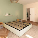 Baldiflex letto contenitore king size queen size senza testata in ecopelle Cloe crema da sinistra
