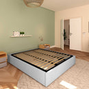 Baldiflex letto contenitore king size queen size senza testata in ecopelle Cloe grigio chiaro da sinistra