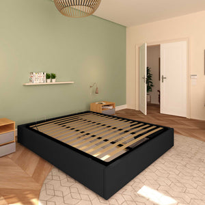 Baldiflex letto contenitore king size queen size senza testata in ecopelle Cloe nero da sinistra