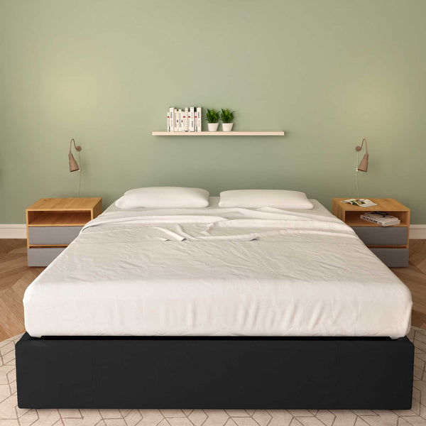 Baldiflex letto contenitore king size queen size senza testata in ecopelle Cloe nero