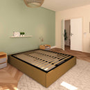 Baldiflex letto contenitore king size queen size senza testata in ecopelle Cloe nocciola da sinistra