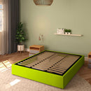 Baldiflex letto contenitore king size queen size senza testata in ecopelle Cloe verde mela da destra
