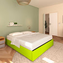 Baldiflex letto contenitore king size queen size senza testata in ecopelle Cloe verde mela da sinistra con materasso