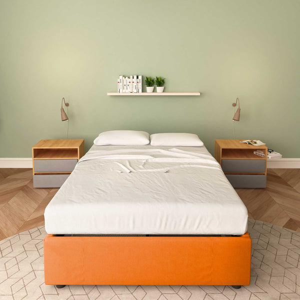 Baldiflex letto contenitore piazza e mezza senza testata in ecopelle Cloe arancione