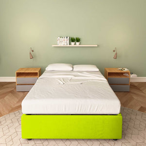 Baldiflex letto contenitore piazza e mezza senza testata in ecopelle Cloe verde mela