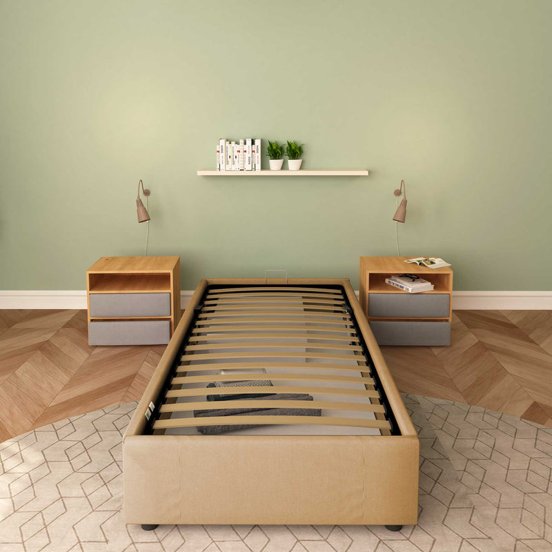 Single storage bed without headboard in Cloe eco-leather