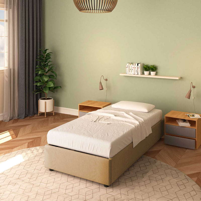 Single storage bed without headboard in Cloe eco-leather