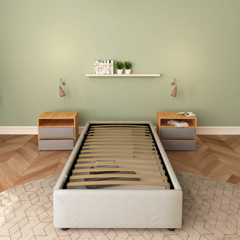 Single storage bed without headboard in Cloe eco-leather