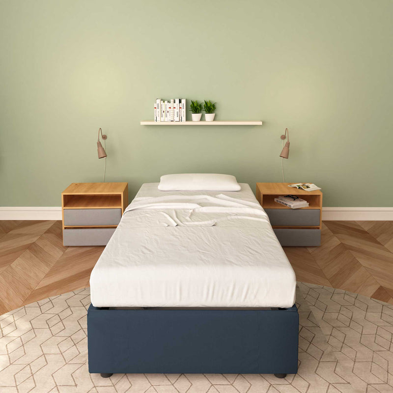 Baldiflex letto contenitore singolo senza testata in ecopelle Cloe blu notte