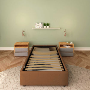 Baldiflex letto contenitore singolo senza testata in ecopelle Cloe caffè frontale