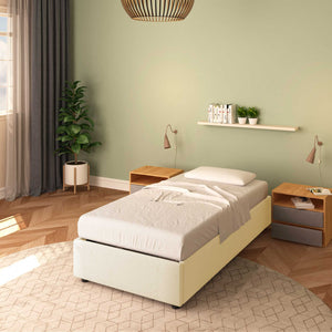 Baldiflex letto contenitore singolo senza testata in ecopelle Cloe crema da destra