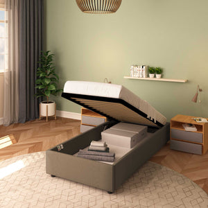 Baldiflex letto contenitore singolo senza testata in ecopelle Cloe grigio talpa da destra