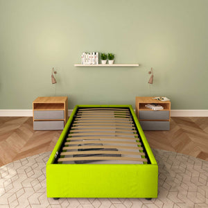 Baldiflex letto contenitore singolo senza testata in ecopelle Cloe verde mela frontale