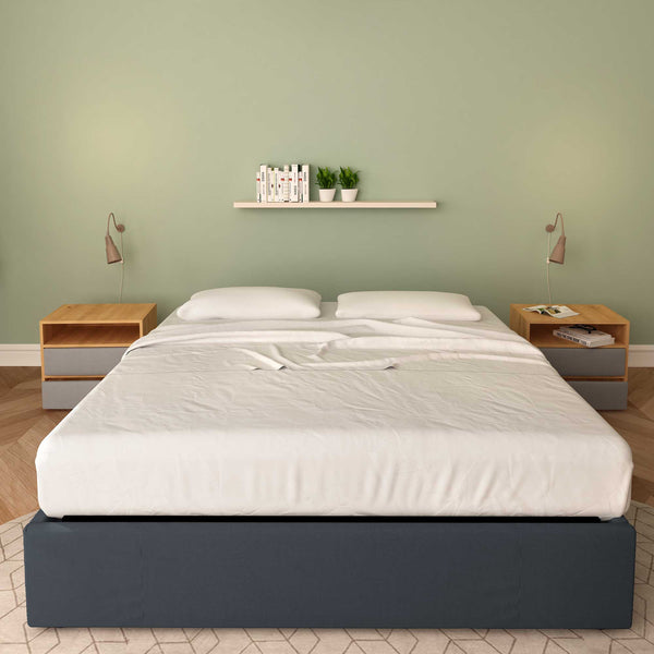 letto matrimoniale in ecopelle grigio scuro senza contenitore clara