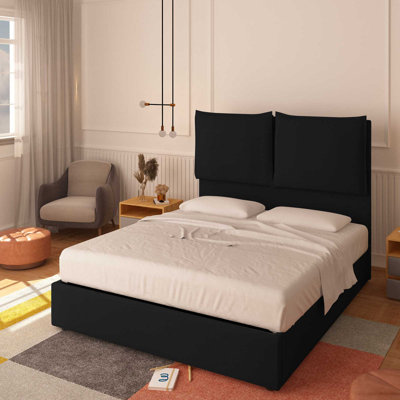 baldiflex letto king size queen size in ecopelle nero Diana XL