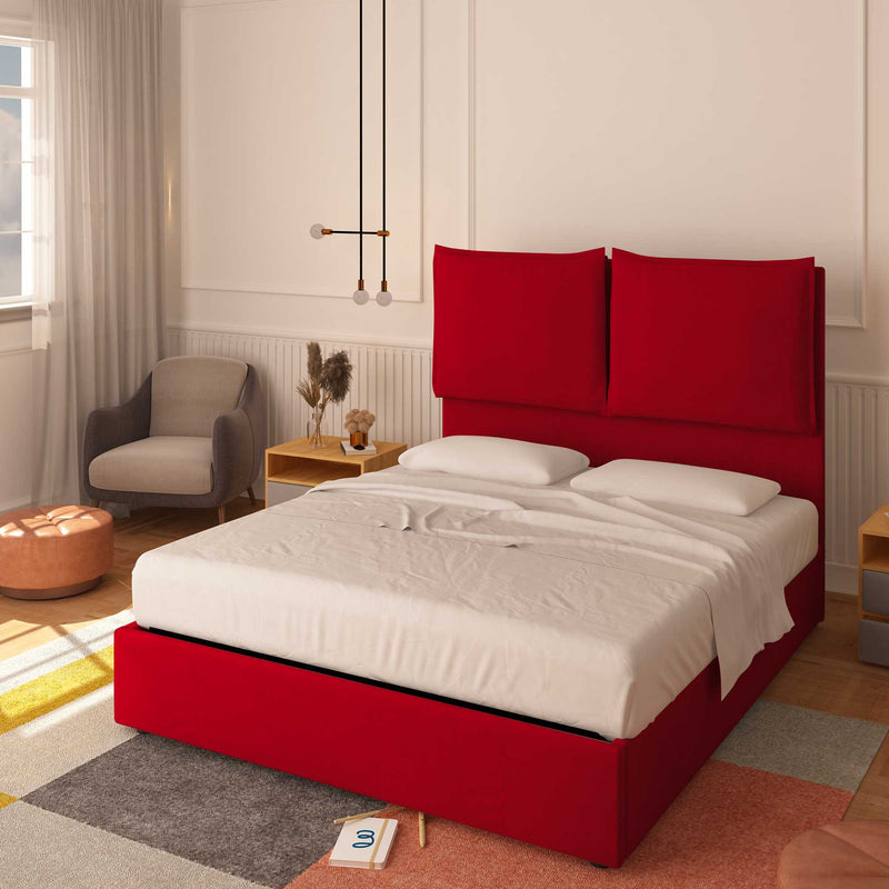 baldiflex letto king size queen size in ecopelle rosso Diana XL