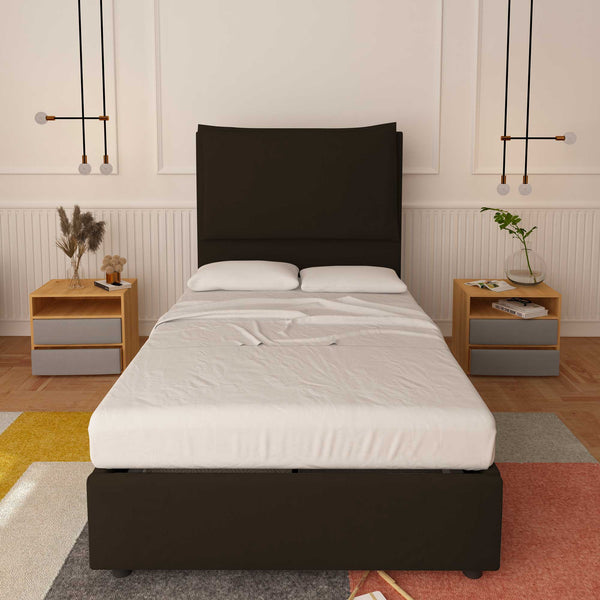 baldiflex letto una piazza e mezza in ecopelle marrone scuro Diana XL