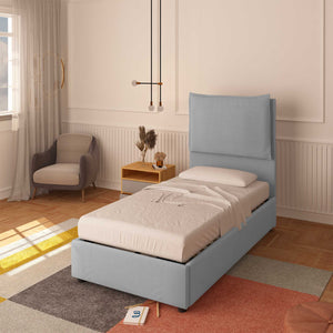 baldiflex letto singolo in ecopelle grigio chiaro senza contenitore