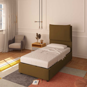 baldiflex letto singolo in ecopelle nocciola senza contenitore