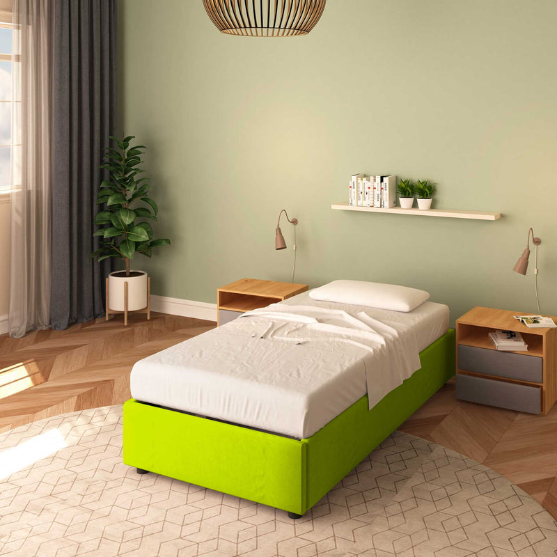 baldiflex letto singolo in ecopelle verde senza contenitore clara