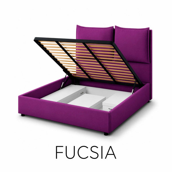 Double storage bed in Licia XL fabric