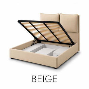 Double storage bed in Licia XL fabric