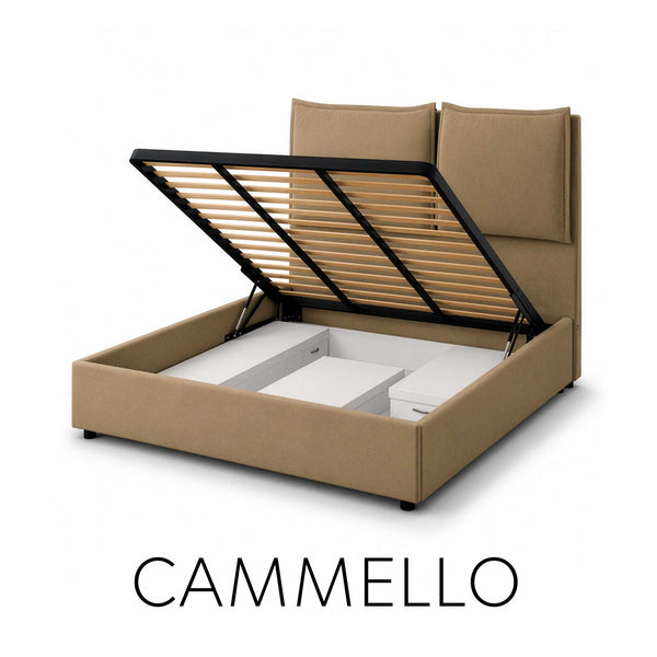 Double storage bed in Licia XL fabric