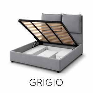 Double storage bed in Licia XL fabric