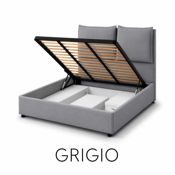 Double storage bed in Licia XL fabric