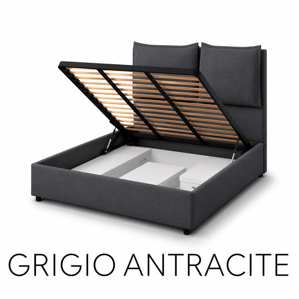 Double storage bed in Licia XL fabric