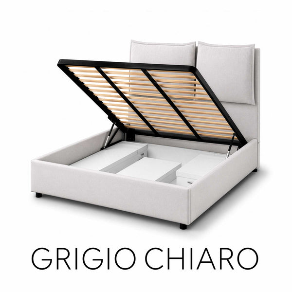 Double storage bed in Licia XL fabric