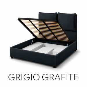 Double storage bed in Licia XL fabric
