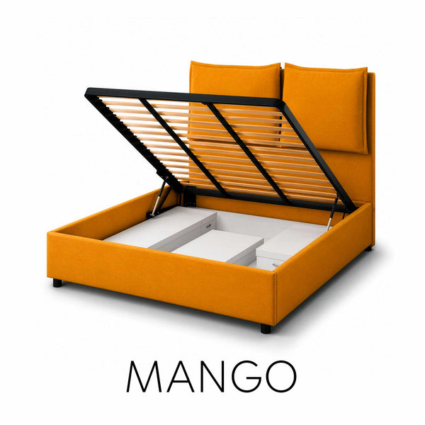 Double storage bed in Licia XL fabric