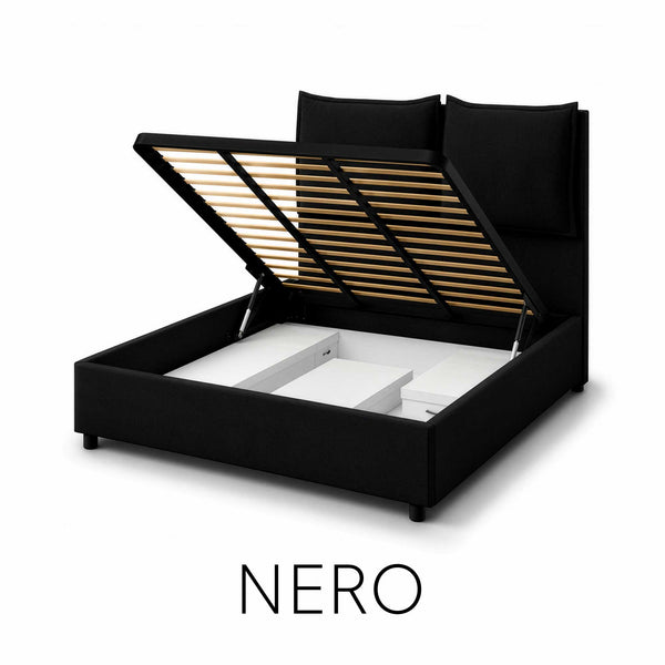 Double storage bed in Licia XL fabric