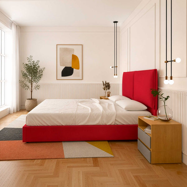 Queen size storage bed in Licia XL fabric