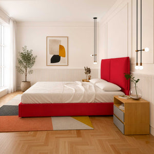 Double storage bed in Licia XL fabric
