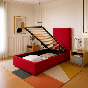 Letto contenitore singolo in tessuto Licia XL