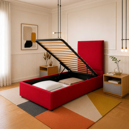 Letto contenitore singolo in tessuto Licia XL