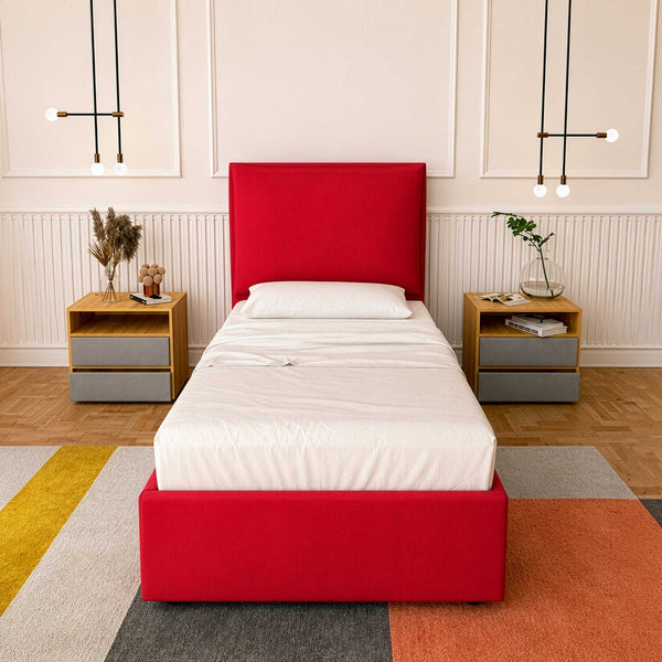 Letto contenitore singolo in tessuto Licia XL