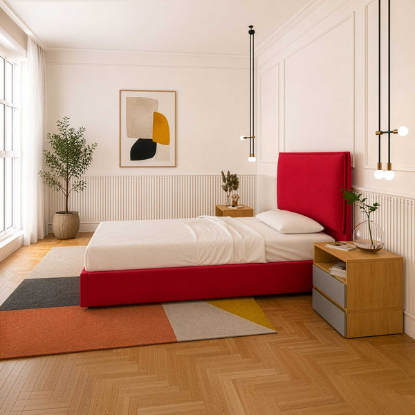 Letto contenitore singolo in tessuto Licia XL